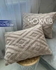 Комплект плюшевых наволочек 50×70 см (2 шт), декоративные наволочки с рельефным узором, мягкий велсофт, кофейный - изображение 1
