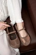Элегантные балетки PARADIZE SHOES замшевые темно-бежевого цвета с текстильными вставками сеткой на низкой подошве 40 размер (стелька 26,6 см) - изображение 2