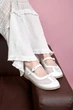 Элегантные балетки PARADIZE SHOES кожаные белого цвета с текстильными вставками сеткой на низкой темно-бежевого цвета подошве 40 размер (стелька 26,6 см) - изображение 4