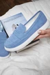Элегантные демисезонные туфли PARADIZE SHOES замшевые голубые на низкой белой подошве 36 размер (стелька 24 см) - изображение 2