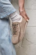 Стильные кеды PARADIZE SHOES замшевые темно-бежевого цвета на низкой двухцветной подошве 36 размер (стелька 24 см) - изображение 1
