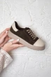 Стильные кеды PARADIZE SHOES замшевые темно-коричневого цвета с белым кожаным носком на высокой бежевого цвета подошве 37 размер (стелька 24,5 см) - изображение 5