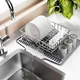 Силиконовый коврик для сушки посуды со сливом воды в раковину антиковзкий коврик-сушилка посуды, столовых приборов, фруктов 40×30 см, серый (LIT99L) - изображение 6