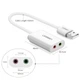 Звукова карта USB AUX jack, TRRS (Mic + Ear), ALC4042 15cm Ugreen Біла US205 (30143) - изображение 4