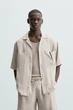 Сорочка Zara зі 100% льону бежевий 1618/306/710 L - изображение 2