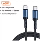 Кабель 1м Toocki C-C 60W Fast Charging Type-C на Type-C PD швидка зарядка смартфонів планшетів - зображення 8