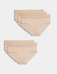 Набір мереживних трусиків Marks&Spencer міді High rise shorts 14(42) 5 шт rose quartz lace 0218 - зображення 1