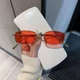 Прямоугольные очки с красными линзами и золотой металлической оплавой, солнцезащитные очки с красной прямоугольной линзой унисекс - изображение 3