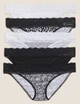 Набор кружевных трусиков Marks&Spencer бикини 8(36) 5 шт black mix lace разноцветный 0216 - изображение 1