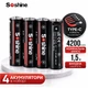Аккумуляторы 14500 AA (4 штуки), Li-Ion Soshine на 1.5V- 4200 mWh, зарядка от USB-C для пульта фонарика игрушек мышки часов - изображение 1