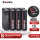 Аккумуляторы 14500 AA (8 ШТУК), Li-Ion Soshine на 1.5V- 4200 mWh, зарядка от USB-C для пульта фонарика игрушек мышки часов - изображение 1