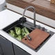 Мийка Zerix ZH7548-SET-03 Nano-Black із вбудованим змішувачем з нерж. сталі (ZM5577) - зображення 10