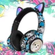 Бездротові навушники з мікрофоном та підсвічуванням Usams RGB Graffity Cat-37 Bluetooth котячі вушка Blue - зображення 3