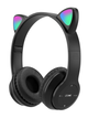 Беспроводные Bluetooth наушники с ушками кошки CATEAR ХY-P47 со светодиодной подсветкой, складные MicroSD Black - изображение 3
