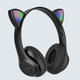 Беспроводные Bluetooth наушники с ушками кошки CATEAR ХY-P47 со светодиодной подсветкой, складные MicroSD Black - изображение 6