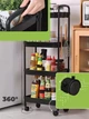 Полка этажерка на колесах 4 яруса для кухни или ванной HCX 104х30×41см Черная - изображение 7