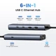 USB-хаб UGREEN CM512 USB-C 3.2 to 2xUSB-C 3.2 + USB 3.2 + USB 2.0 + RJ-45 Gigabit + USB-C Power Port Gray (45320) - зображення 2