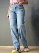 Джинси жіночі Dragon 8332 skater baggy jeans з ременем банани 26 блакитні - зображення 1