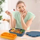 Большой ланч-бокс Bento Max 2000 мл: 2 яруса, 8 отсеков и столовые приборы, синий - изображение 7