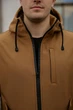 Чоловіча куртка Intruder Softshell подовжена із захистом горла водовідштовхувальна з капюшоном та з 4 кишенями койот коричнева/3XL - зображення 3