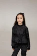 Детский свитшот для девочки с бантиками с мраморным эффектом Черный 92-98 (SvDMB-1) - изображение 1