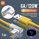 Кабель Xiaomi USB Type-C 6A турбо ( 33W 67W 90W 120W ) Жовтий кутовий 100 см. для швидкої зарядки смартфона, планшета Сяомі, Poco, Redmi Note Г-подібний - зображення 1