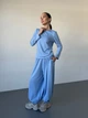 Прогулочный женский костюм с широкими штанами голубого цвета 37009 46/48 - изображение 2