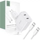 Мережевий зарядний пристрій Tech-Protect 20W 2xUSB-C with USB-C to USB-C Cable 1m White (9319456607291) - зображення 1