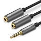 Кабель Ugreen Headphone Splitter 3.5 mm Mini Jack/AUX (Microphone + Stereo Output) 20cm Silver (6957303836192) - зображення 1