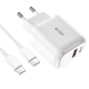 Мережевий зарядний пристрій Tech-Protect 20W USB-C | USB-A with USB-C to USB-C Cable 1m White (9490713930373) - зображення 1