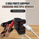 Адаптер живлення 12V/24V на 5V з 3 USB-портами та затискачами для акумулятора для аварійної зарядки телефонів - зображення 7
