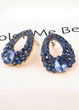 Серьги женские с овалы с камушками Fashion Jewelry Синие 19949 - изображение 2
