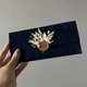 Конверт оксамитовий під гроші розмір 19 х 9 см на магнітній застібці з декором темно-синього кольору - изображение 4