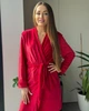 Женский велюровый халат средней длины Красный Maybel 2XL/3XL 221 (4065_3) - изображение 2