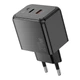 Мережевий зарядний пристрій Hoco CS16A 20W 1USB-C 1Lightning чорний для швидкого заряджання 100-240V - зображення 4