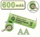 Акумулятор NI-MH AA 600 mAh 1.2V під пайку (1 штука) - изображение 1