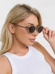 Очки солнцезащитные овальные Miu Miu Logo золотистые с черными линзами - изображение 2