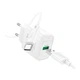 Мережевий зарядний пристрій Hoco C140A, 1USB, QC 18W, кабель USB to Type-C, Білий - зображення 2