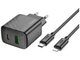 Мережевий зарядний пристрій Hoco CS23A, 1USB, 1Type-C, PD, QC 30W, Type-C to Lightning, Чорний - зображення 3