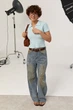 Укорочене в'язане поло - блакитний цвет, ONE SIZE - изображение 3