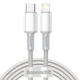 Кабель Baseus High Density Braided Fast Charging Data Cable Type-C to Lightning PD 20W 2м (CATLGD-A02) White - зображення 1
