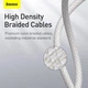Кабель Baseus High Density Braided Fast Charging Data Cable Type-C to Lightning PD 20W 2м (CATLGD-A02) White - зображення 12