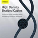Кабель Baseus High Density Braided Fast Charging Data Cable Type-C to Lightning PD 20W 1м ((CATLGD-03) Blue - зображення 14