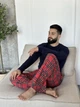 Чоловічий піжамний комплект у клітинку Navera (штани+лонгслів) COSY S Червоний (cosy5132971) - зображення 2