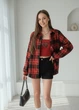 Сорочка жіноча Oversize у клітинку на гудзиках G&N Чорна з червоним 18051 2XL (52) - зображення 1