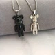 Кулоны парные Мишки Bearbrick чёрный + серебристый на цепочках, подвески для пары унисекс 4 см - изображение 1