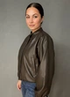 Куртка женская Ou Mai 3351 из экокожи бомбер на молнии воротник-стойка оверсайз XL коричневая - изображение 3