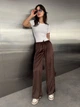 Жіночі шовкові штани широкого крою Uaclothes 46 Капучино (like37126-175551366) - изображение 1