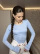 Базовый однотонный боди голубого цвета 37118 46/48 - изображение 3