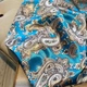 Блакитно-сіра хустка з візерунком пейслі (турецький огірок), хустинка з шовку армані на голову, шию, сумку 90х90 см - зображення 8